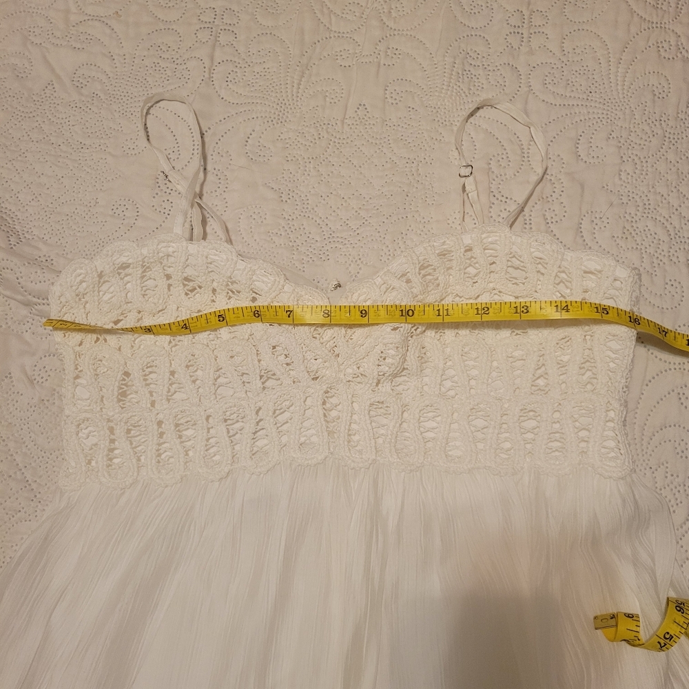 Mango‎ White Lace-Trim Maxi Dress NWT Boho Cottagacore Bridal Graduation - Picture 6 of 8